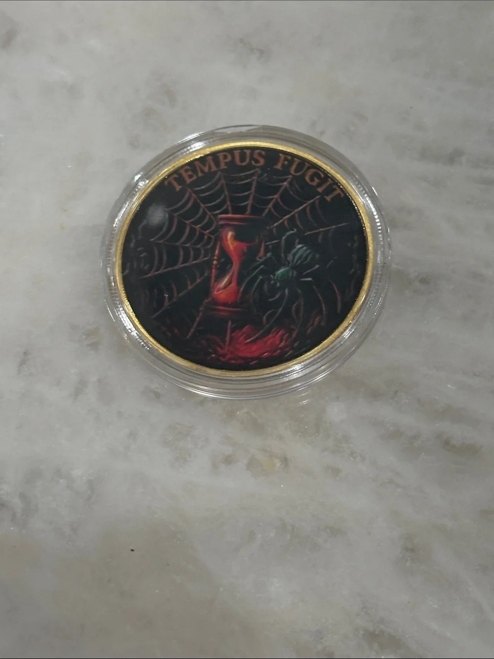 Memento Mori Skull Token in Black and Red